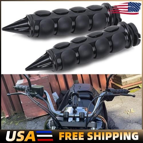 Black Cruiser Motorcycle 1″ Inch Spike Handlebar Hand Grips For Harley Davision