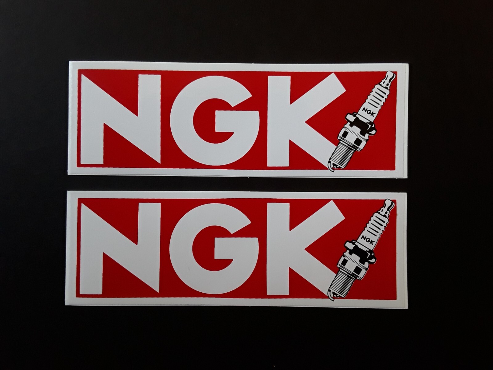 NGK SPARK PLUGS MOTORSPORT RALLY RACING VINYL DECAL STICKERS x 2 UK SELLER