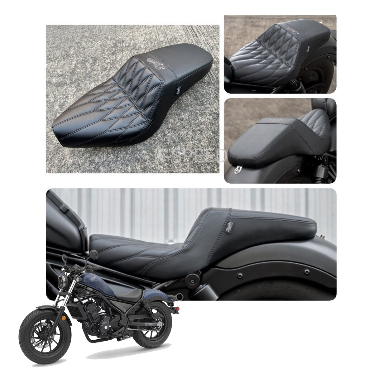 Black Replacement Double Cushions Dual Seat For Honda Rebel 300 500 2017 – 2022