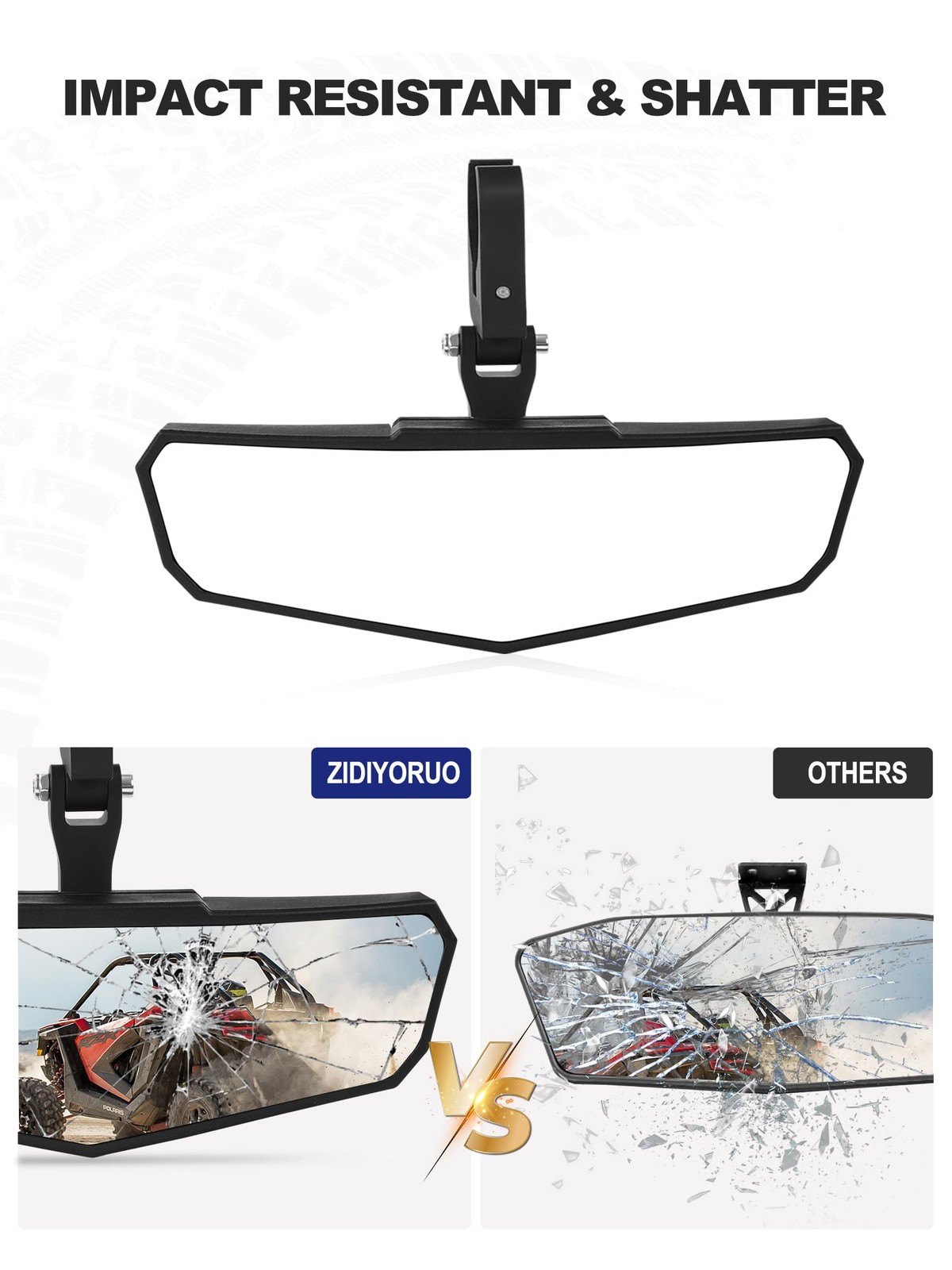 UTV Rear View Mirror, Adjustable SXS RZR Center Rearview Mirror with Aluminum…