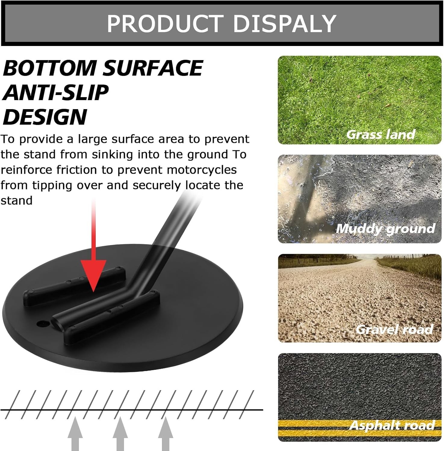 PSLER Motorcycle Kickstand Pad Kick Stand Coaster Puck Parking Black