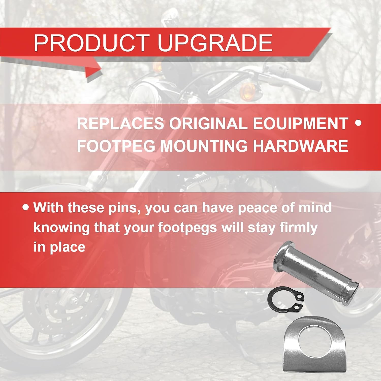 Foot Peg Mount Bolt Pin Kit Motorcycle, Includes Pin, Spring Washer