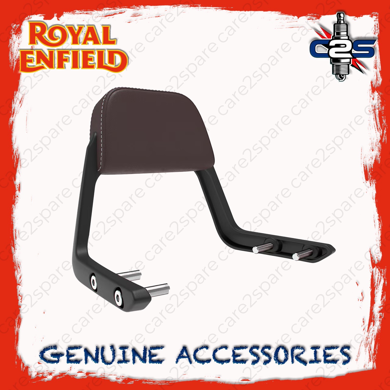 Brown Passenger Backrest Pad with Mounts for Royal Enfield Classic Reborn 350