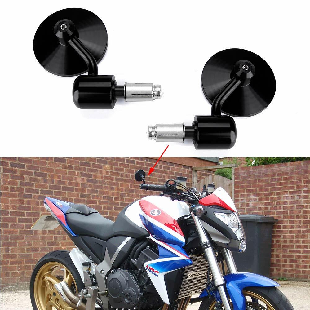 Black Motorcycle Rearview Mirrors 7/8″ Bar End For Cafe Racer Bobber Cruiser US