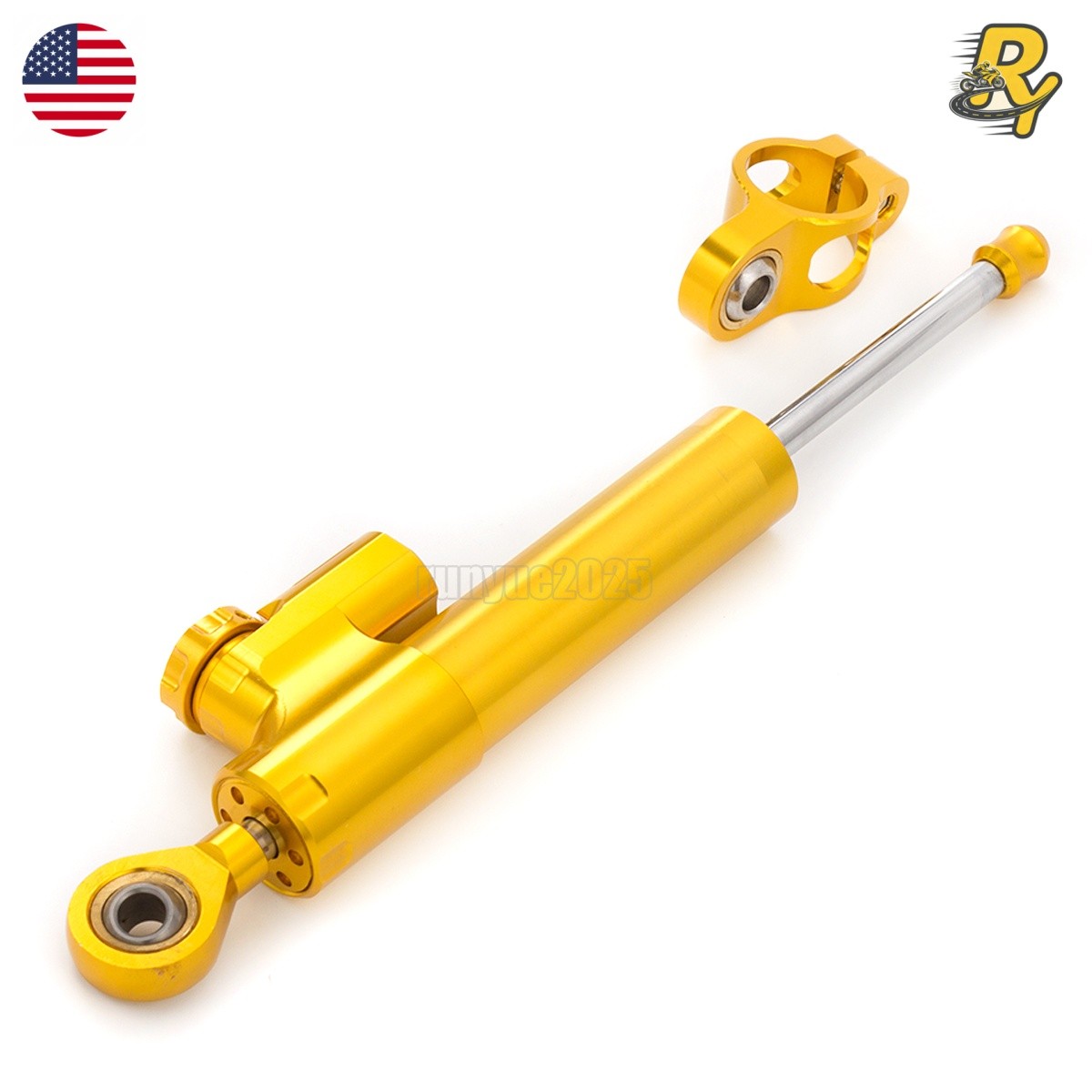 US Motorcycle CNC Steering Damper Stabilizer Adjustable Aluminum Gold Universal