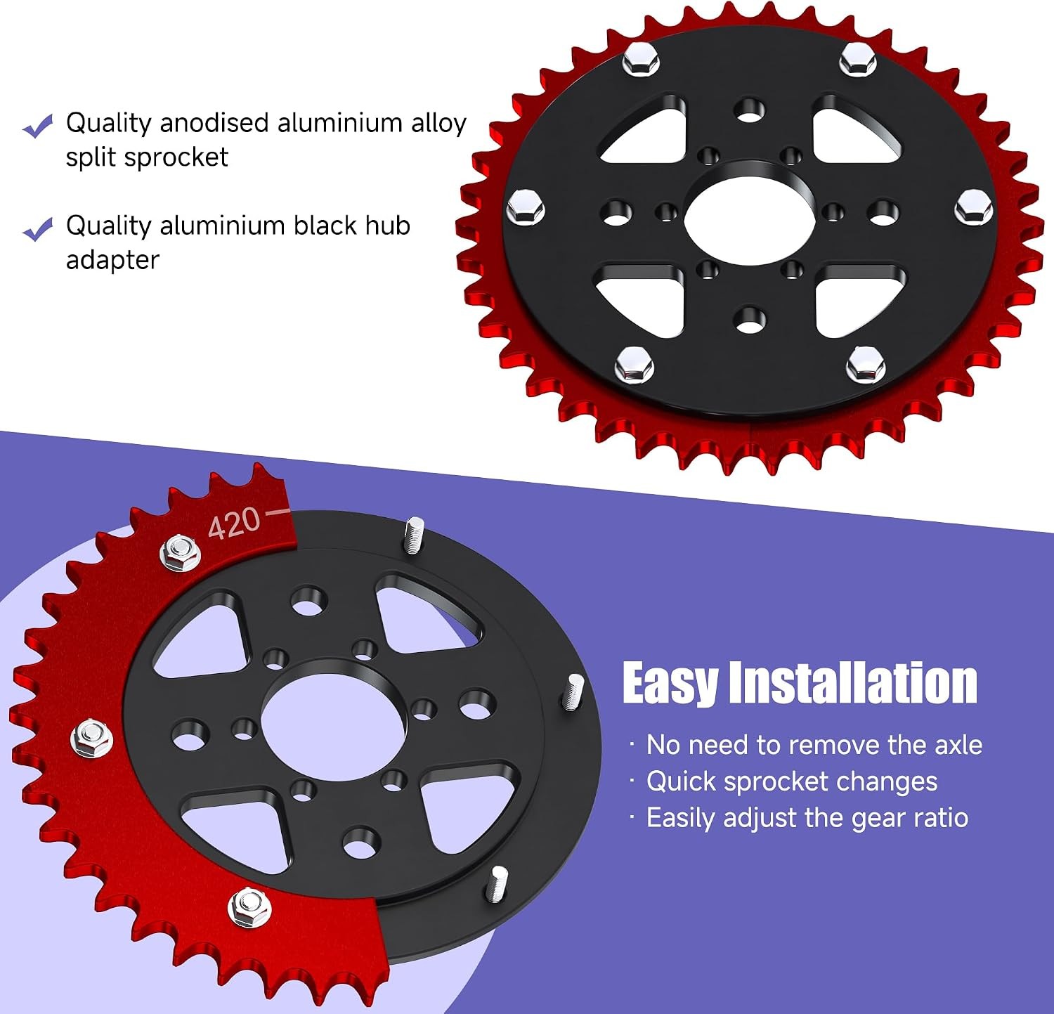 420 Chain Sprocket 42 Tooth Split Sprocket Hub Adapter Coleman CT200U Baja Warri