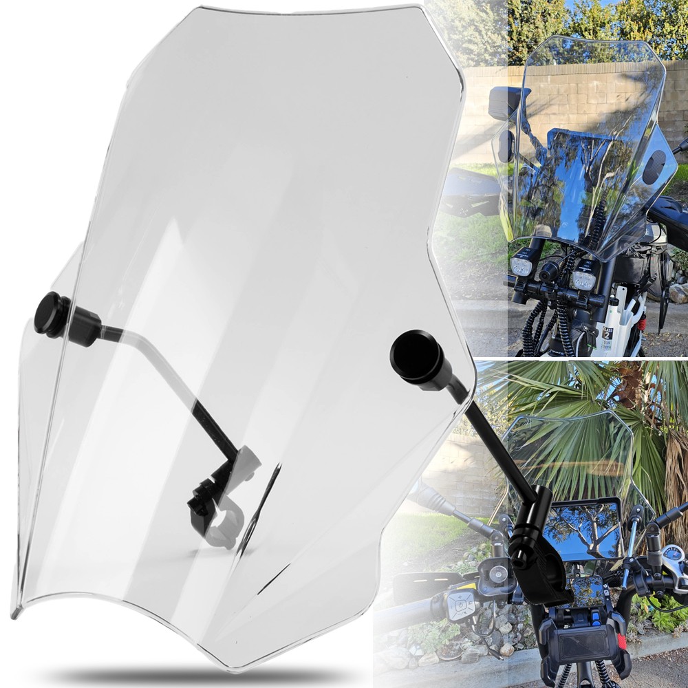 15.5″ x 15.35″ Clear Universal Motorcycle Windshield Fit For 7/8” 1” Handlebar
