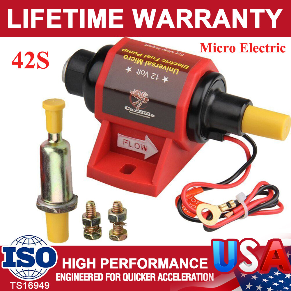 42S 12V 42S Universal Electric Fuel Pump Applications 42 GPH 2-3.5PSI 5/16 Inch