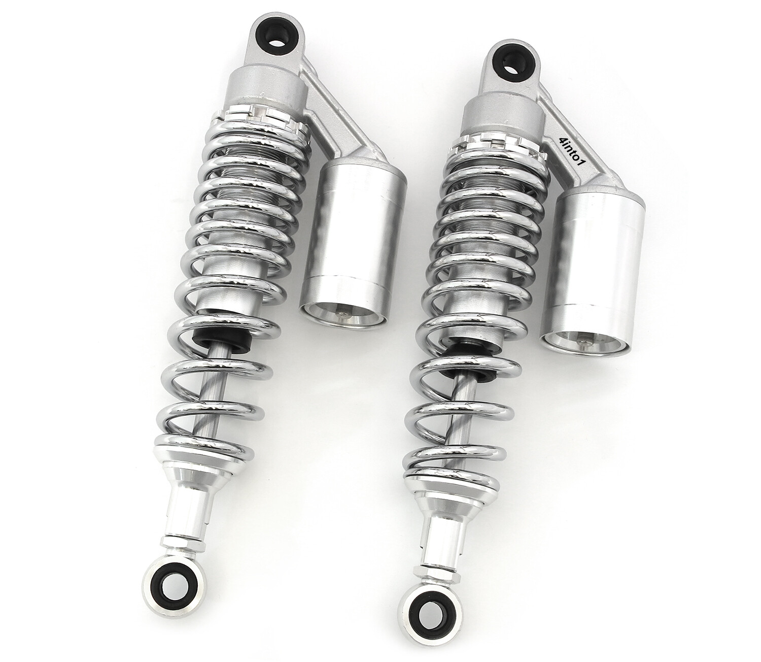Silver & Chrome Remote Reservoir Shocks – Eye To Eye – 310-320mm for Honda