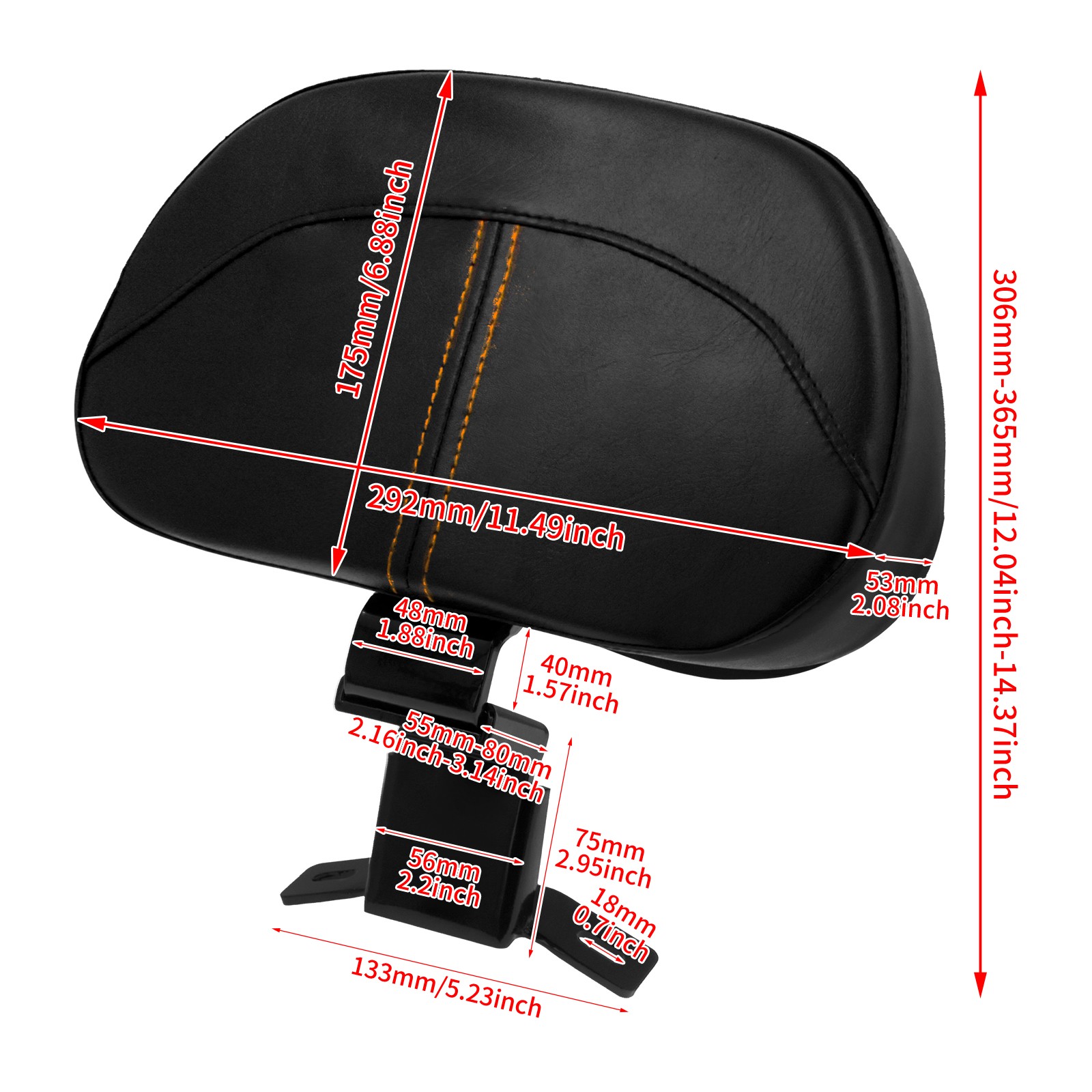Front Driver Backrest Amber Stitch For Harley Touring Road Electra Glide 09-2023