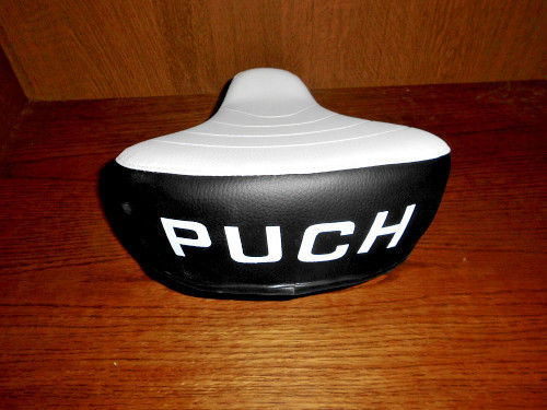 Sprung Puch Moped Saddle Faux Leather Black/White To Maxi X 30 X 50