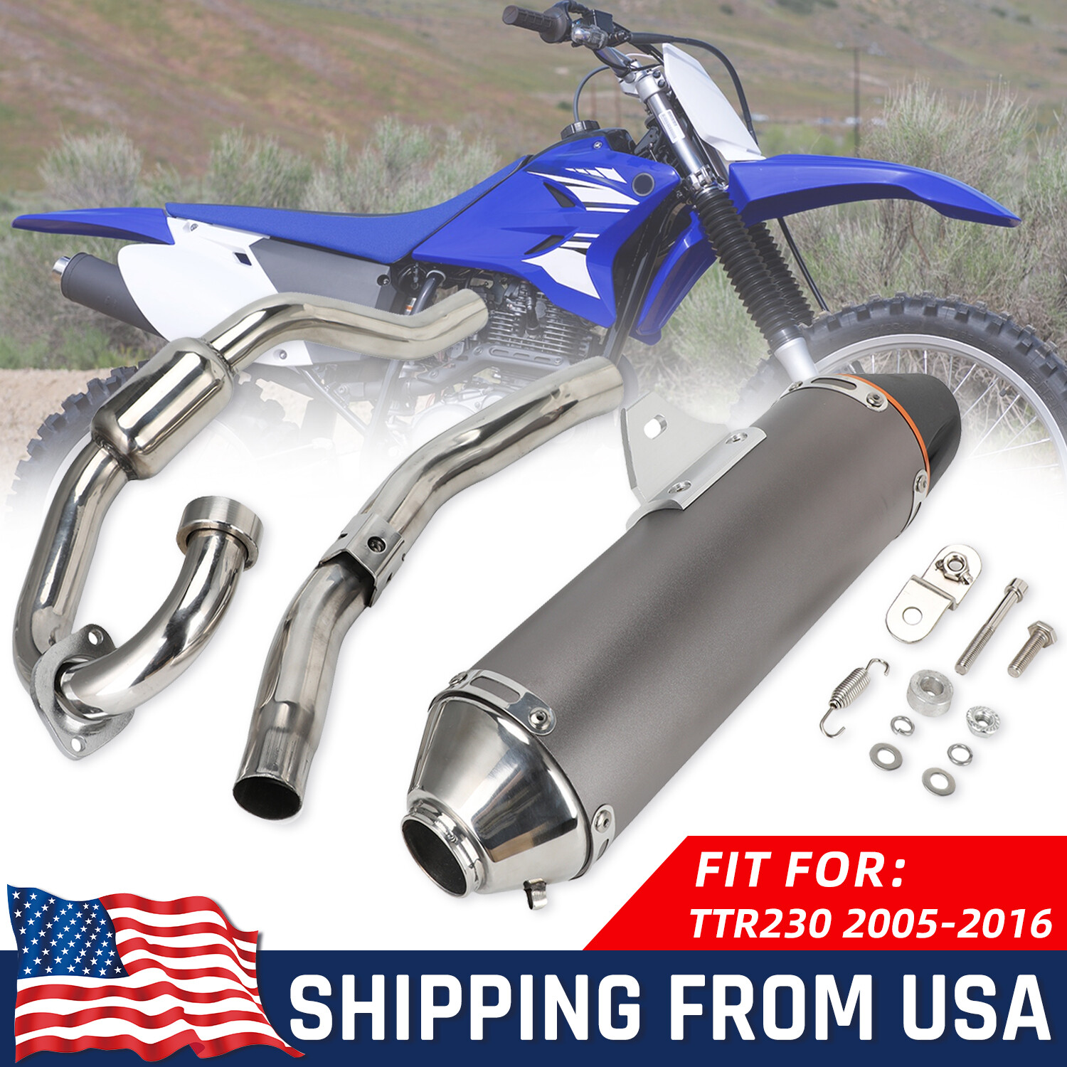 TTR230 Slip On Complete Exhaust Muffler System Pipe Full For TTR230 2005-2016