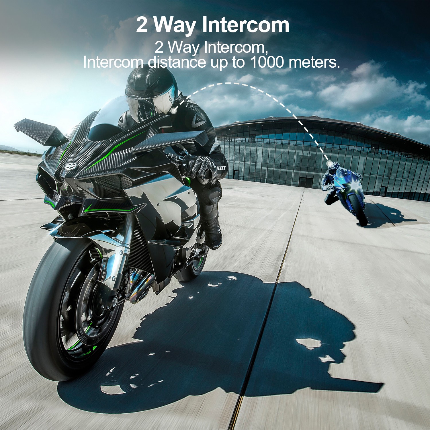 FOD F2 Motorcycle Intercom Headset Wireless 5.4 Communication System 1000M 2 Way