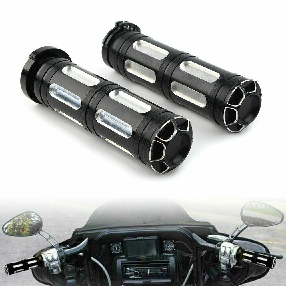 Pair CNC Cut Billet Aluminium Handlebar Hand Grips For Harley Blackline V-Rod