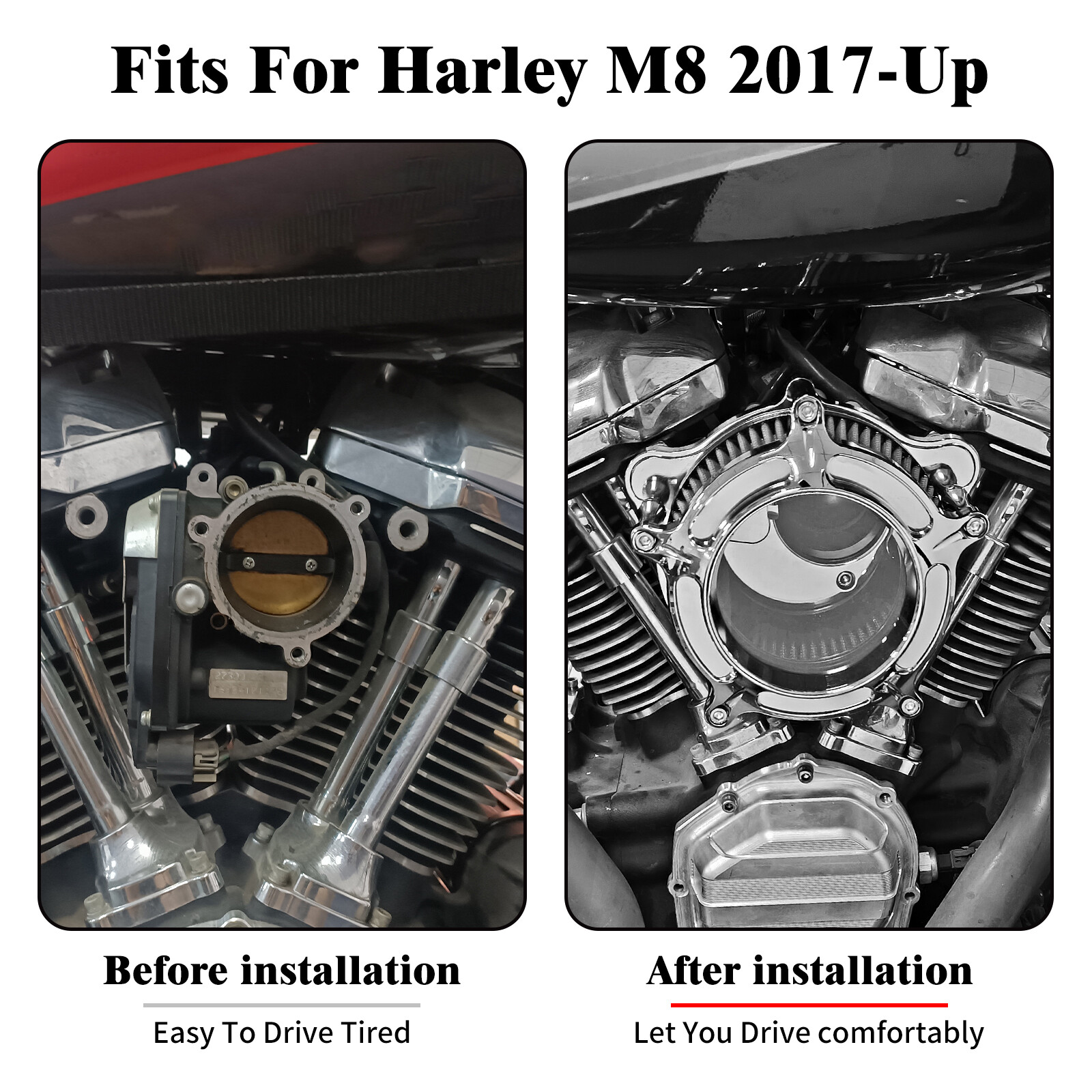 Chrome Air Cleaner Clear Intake Filter Kit For Harley M8 Softail 2018-24 Touring