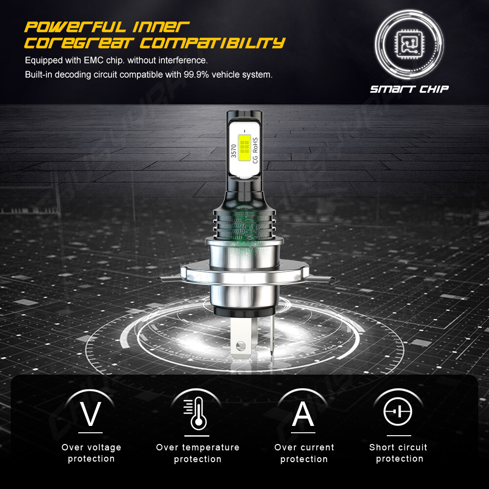For Suzuki Burgman 400 2003-2006 AN400 2PC 9003 H4 LED Headlight Bulbs Kit 6000K