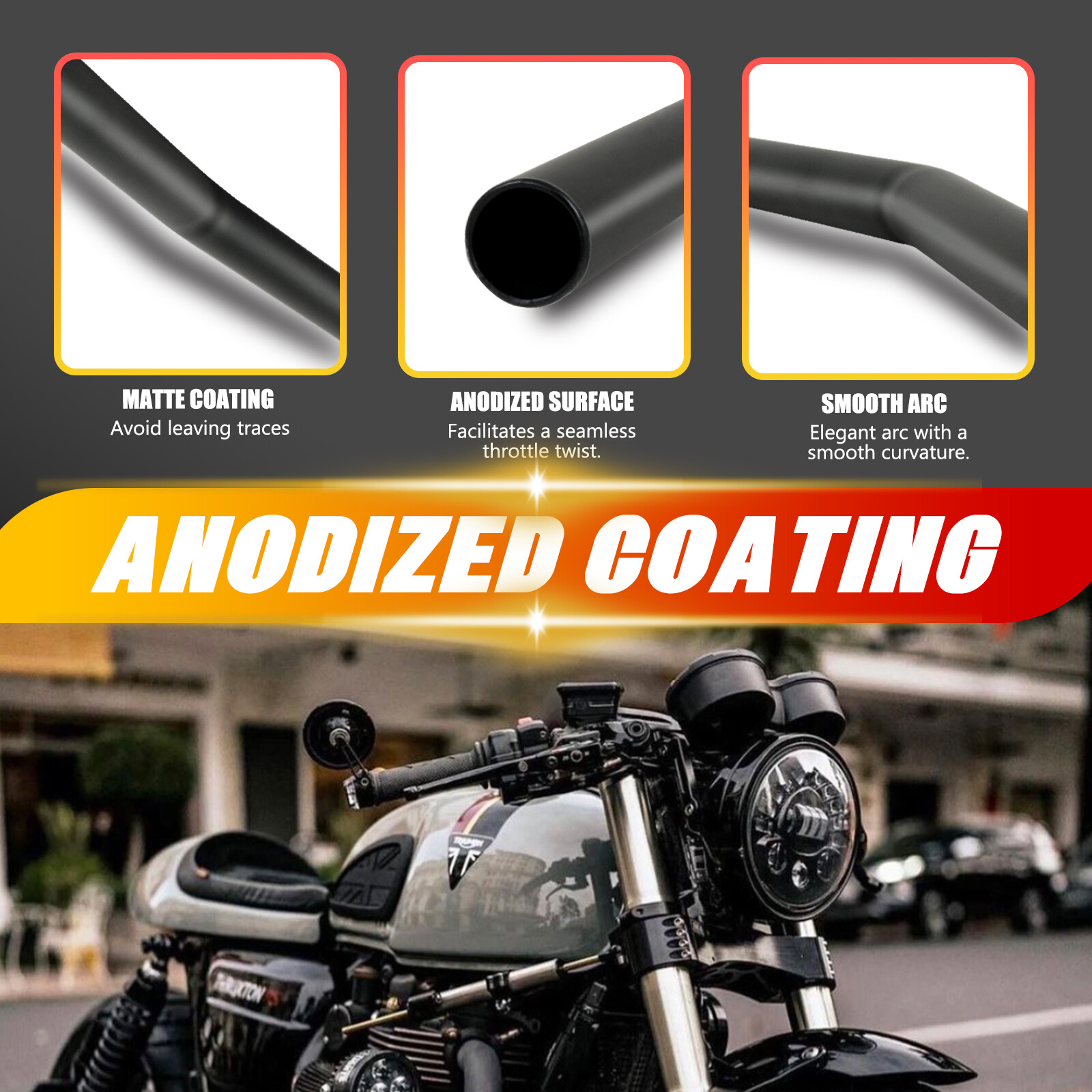 7/8″ 22mm Motorcycle Handlebar Drag Bar Black For Indian Scout Bobber Cafe Racer