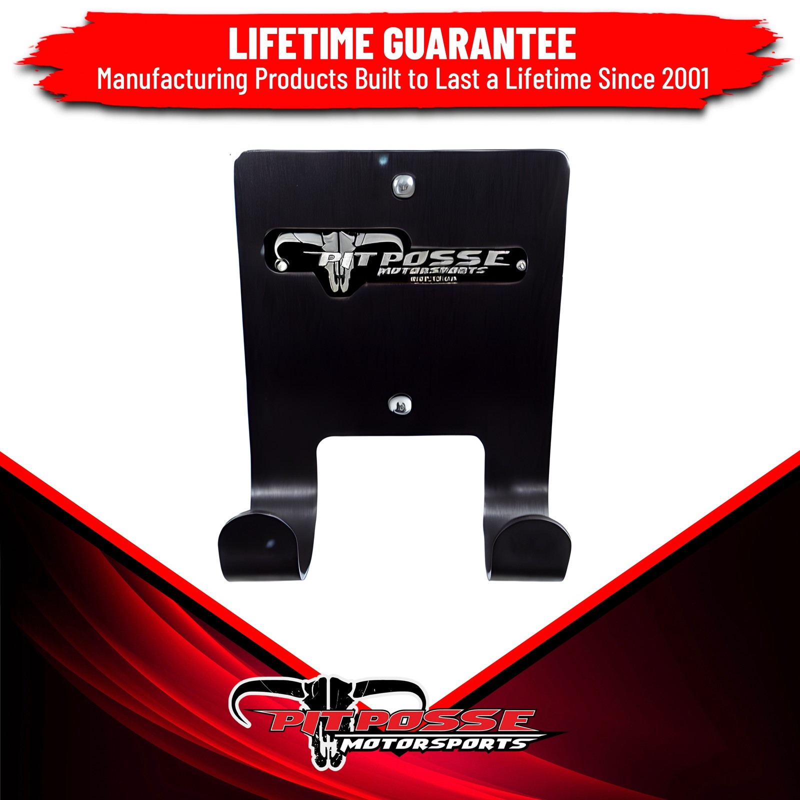 Pit Posse Aluminum Broom Wall Holder Trailer Garage Storage Organizer (Black)