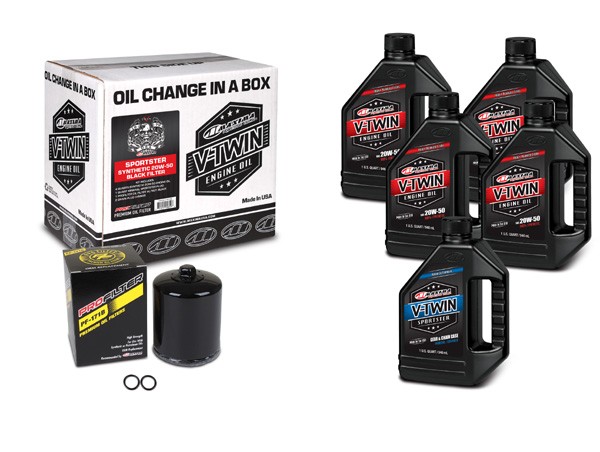 MAXIMA 90-119015PB V-TWIN OIL CHANGE KIT SYNTHETIC W/ BLACK FILTER, SPORTSTER