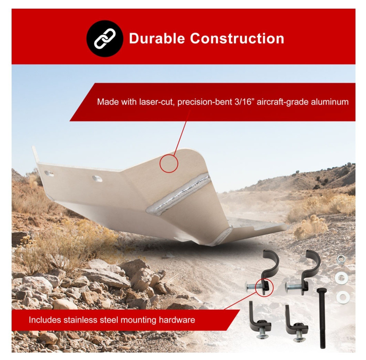Tusk Aluminum Skid Plate For Yamaha TW200 1987-2025 With Hardware