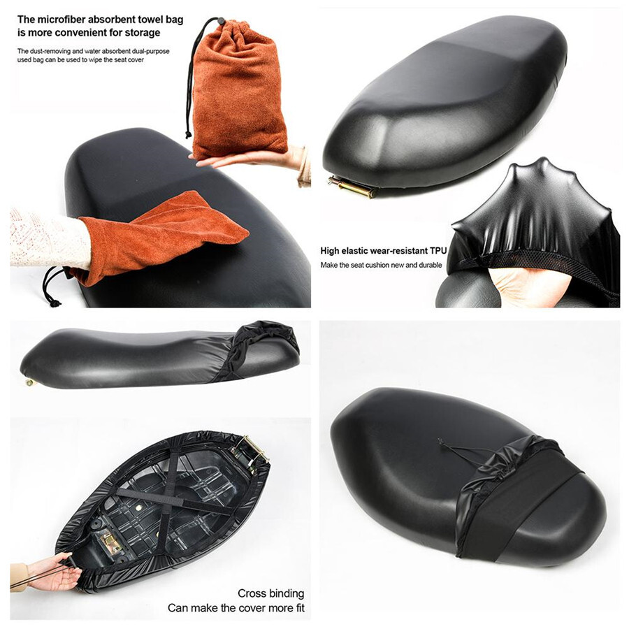 Seat Cover Cushion Dust-proof Waterproof For Motorcycle Scooter Black XL Size