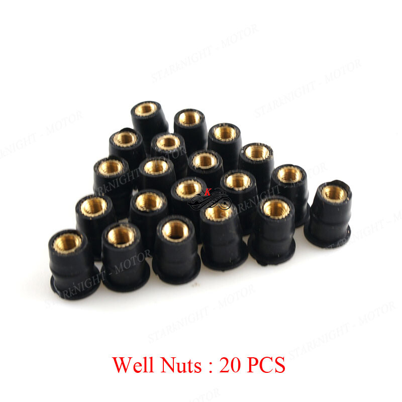 Motorcycle M5 5mm Universal Metric Rubber Well Nuts for Windscreen Fairing Cowl