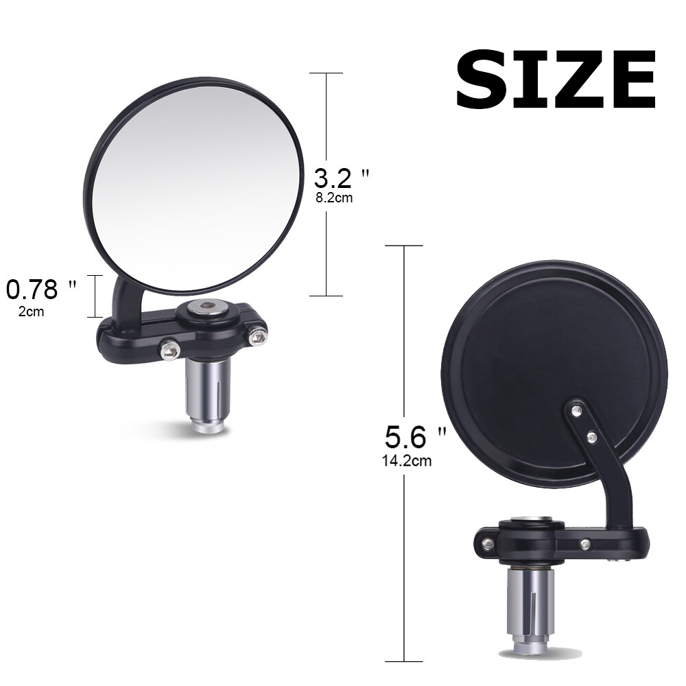 7/8″ 22mm Motorcycle Rear View Black Handle Bar End Side Rearview Mirrors L&R