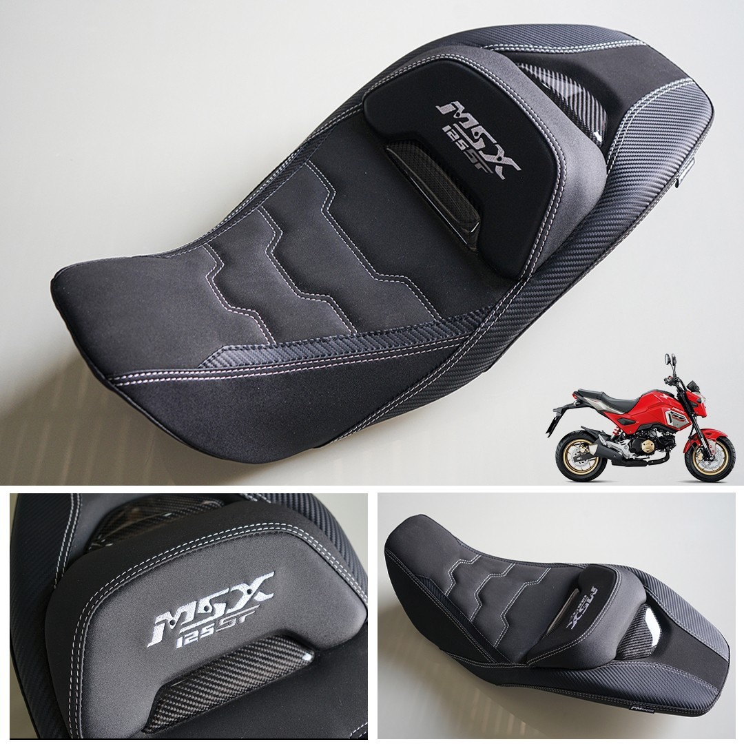 REPLACEMENT DUAL CARBON SEAT PAD STITCH WHITE FIT HONDA MSX SF GROM125 2017-2020