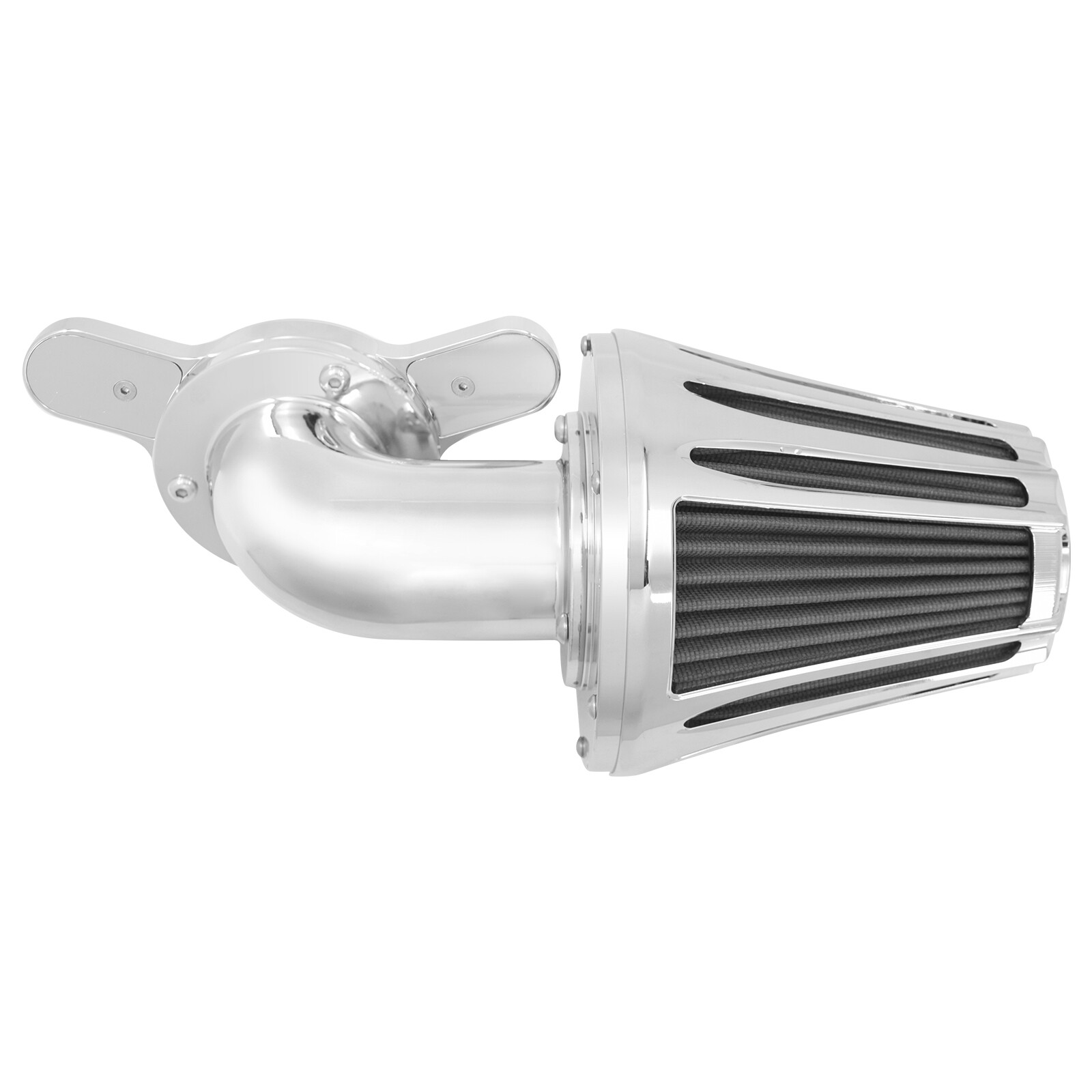 Chrome Grey Intake Cone Air Cleaner Filter Fit For Harley FXR 2000-17 FLH 00-07