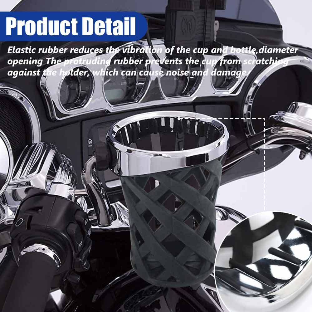 Motorcycle Handlebar Drink Cup Holder w/Mesh Basket Mount For Harley Universal
