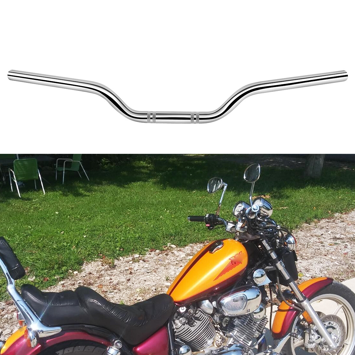 For Yamaha Virago XV1100 XV750 7/8″ 22mm Drag Handlebar Rise Tracker Chrome