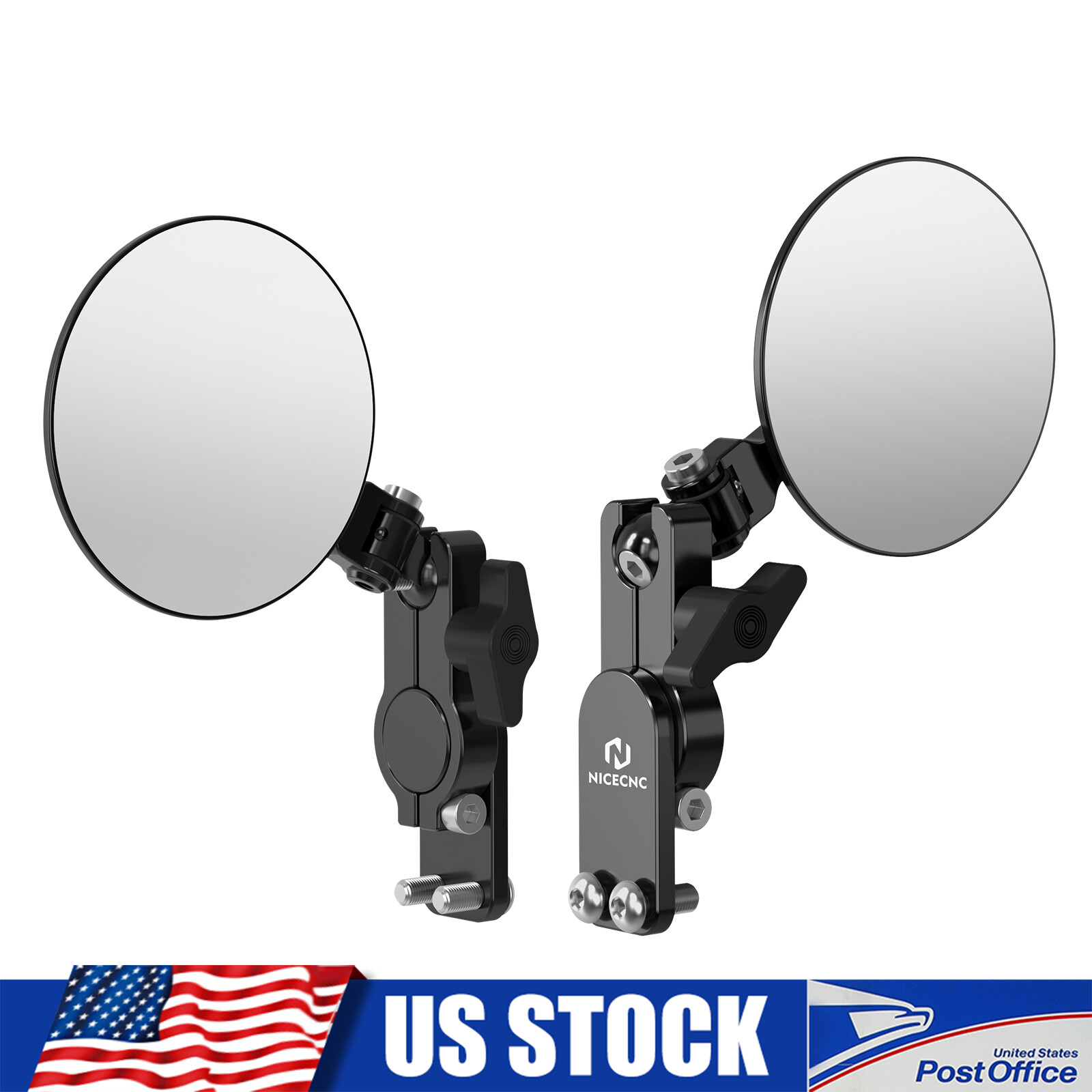 NICECNC Universal 180° Adjustable Rotatable Round Quick Flip Mirrors Kits