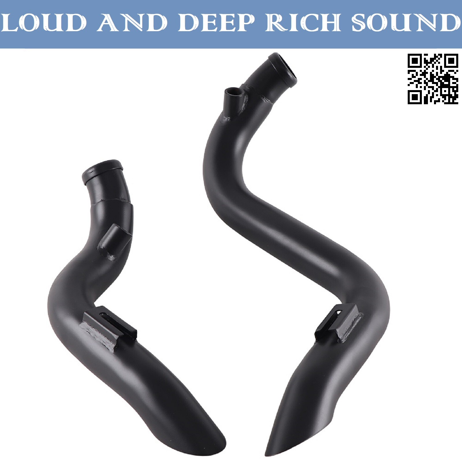 2″ O.D LAF Exhaust Pipes w/ Torque Cone for Harley Sportster Softail Matte Black