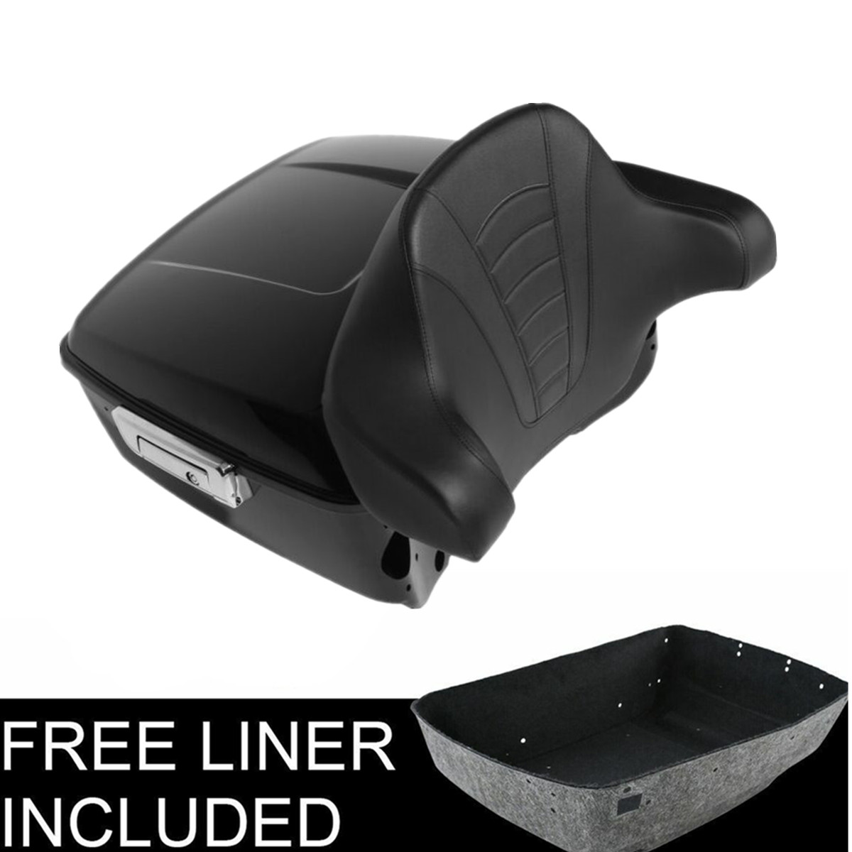 Vivid Black King Trunk Backrest Pad Fit For Harley Touring Electra Glide 2014-up