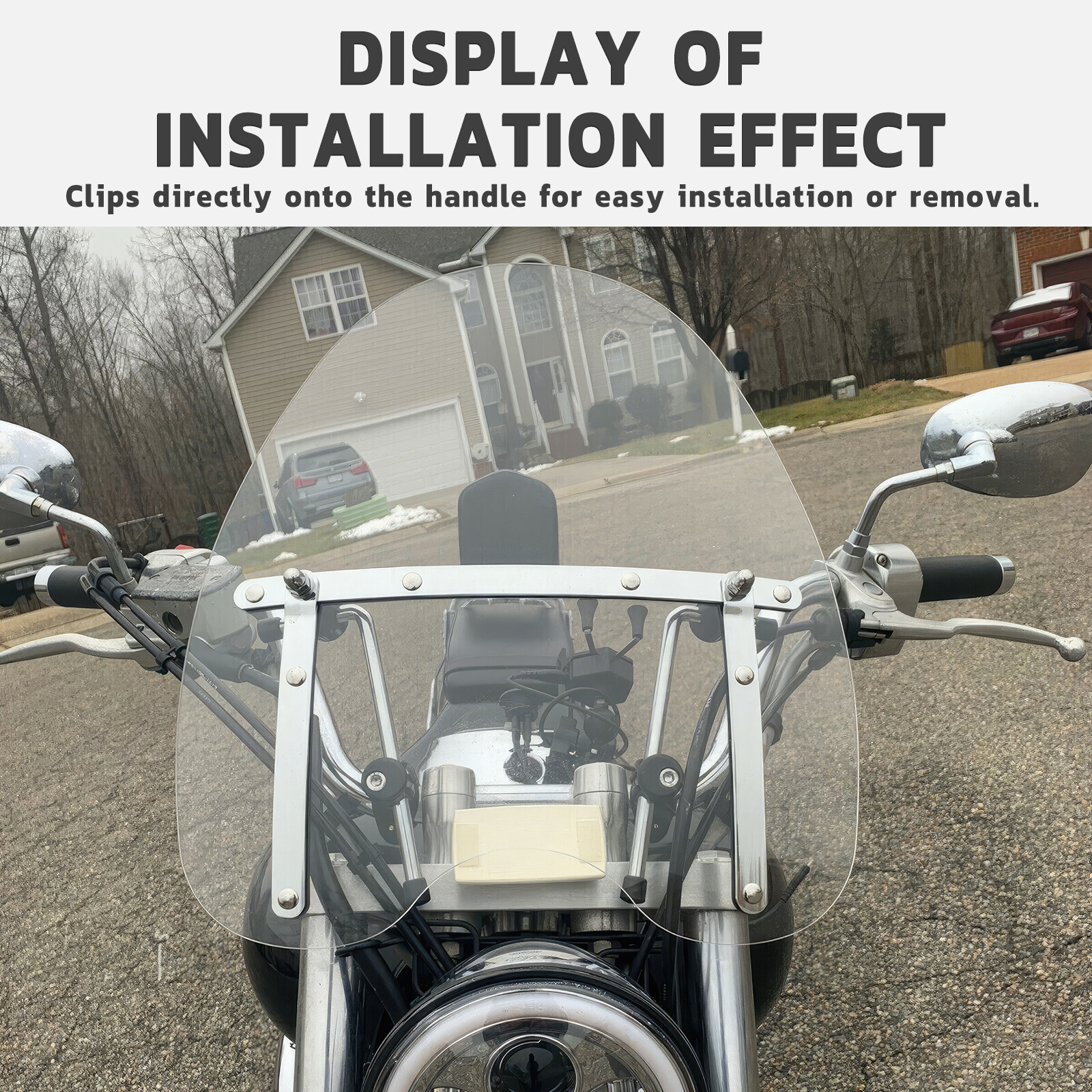 For Kawasaki VN900B Vulcan 900 Classic 18″x16″ Windshield Fit 7/8″ 1″ Handlebar