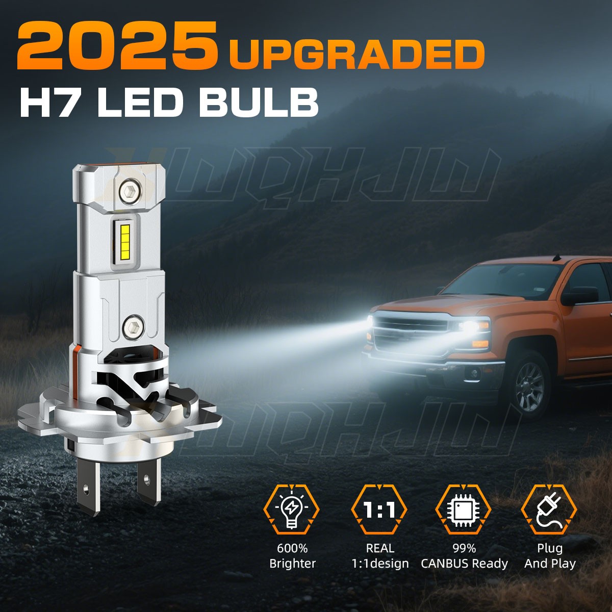 XWQHJW H7 Bulbs 60000LM for ATVs & Powersports Wireless Fog Lights