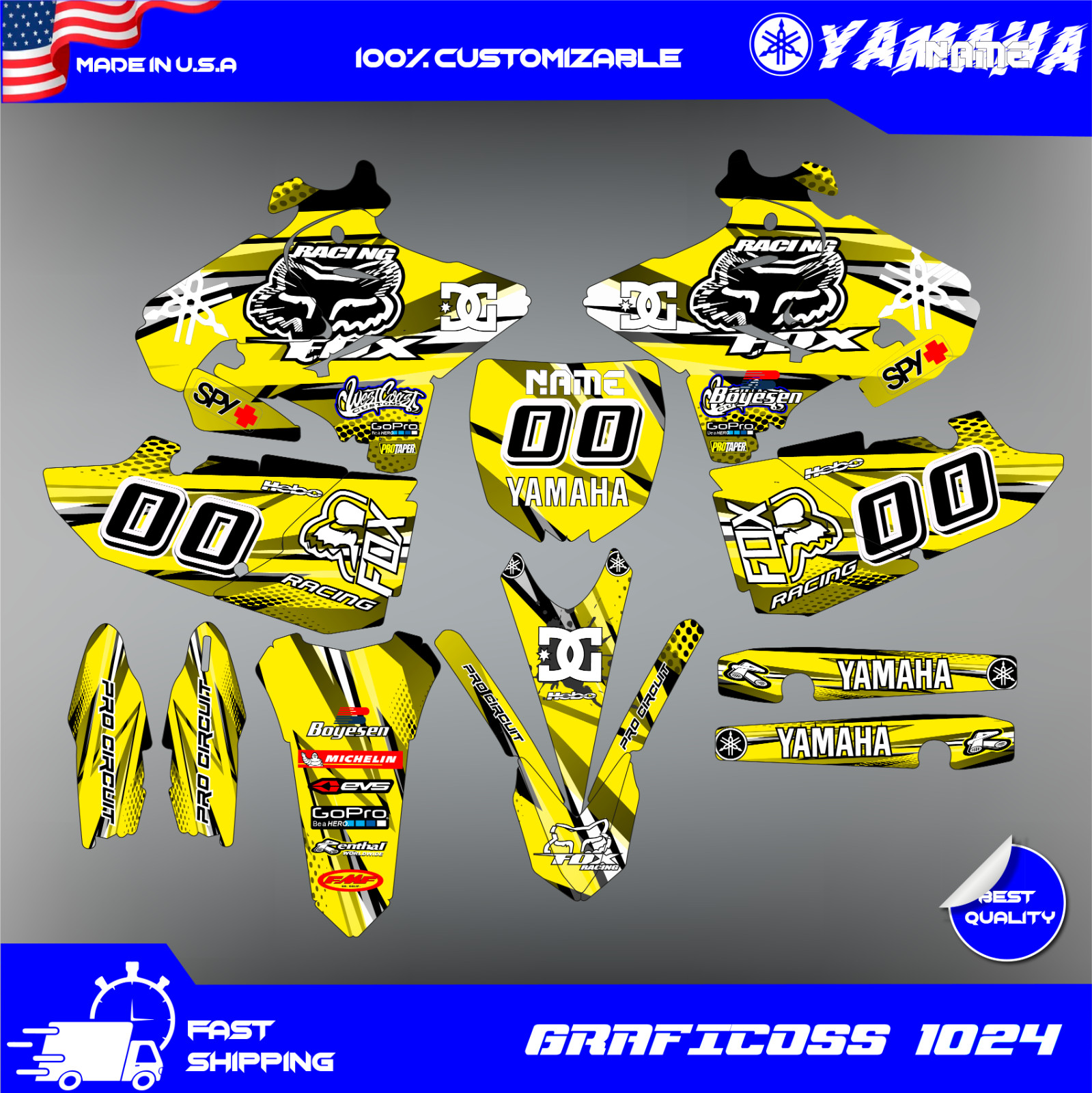 Fits Yamaha YZ 125 250 MX Motocross 2015 2016 2017 2018 2019 2021 graphic kit