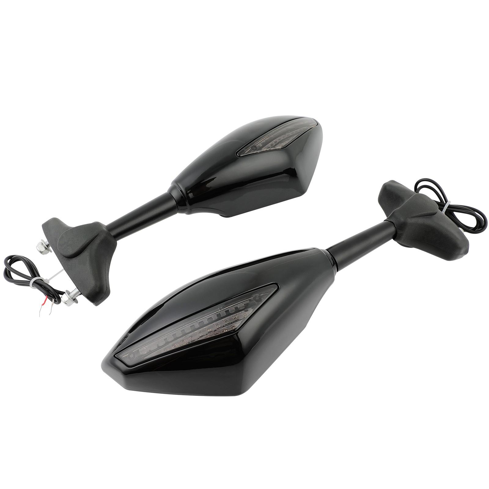 Rear View Mirrors w/ LED Turn Signal Light For Kawasaki Ninja 500 650 ZX6R ZX10R