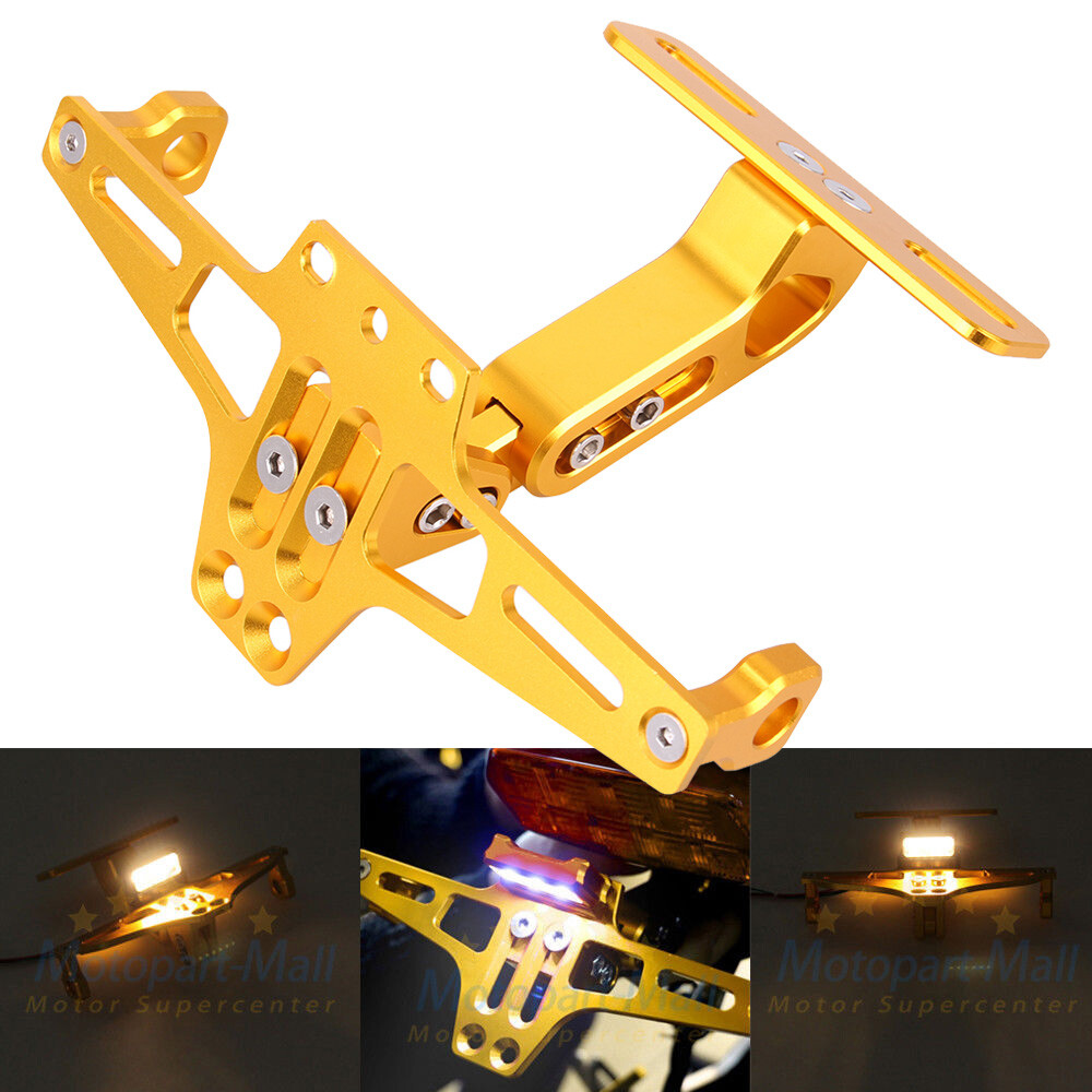 Adjustable Motorcycle Tail Tidy License Plate Holder Fender Eliminator LED Light