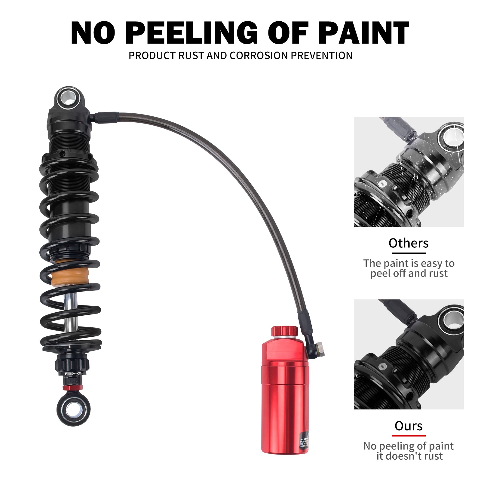 Red Remote Reservoir Rear Suspension Shocks For Harley Road Street Glide 14-2025