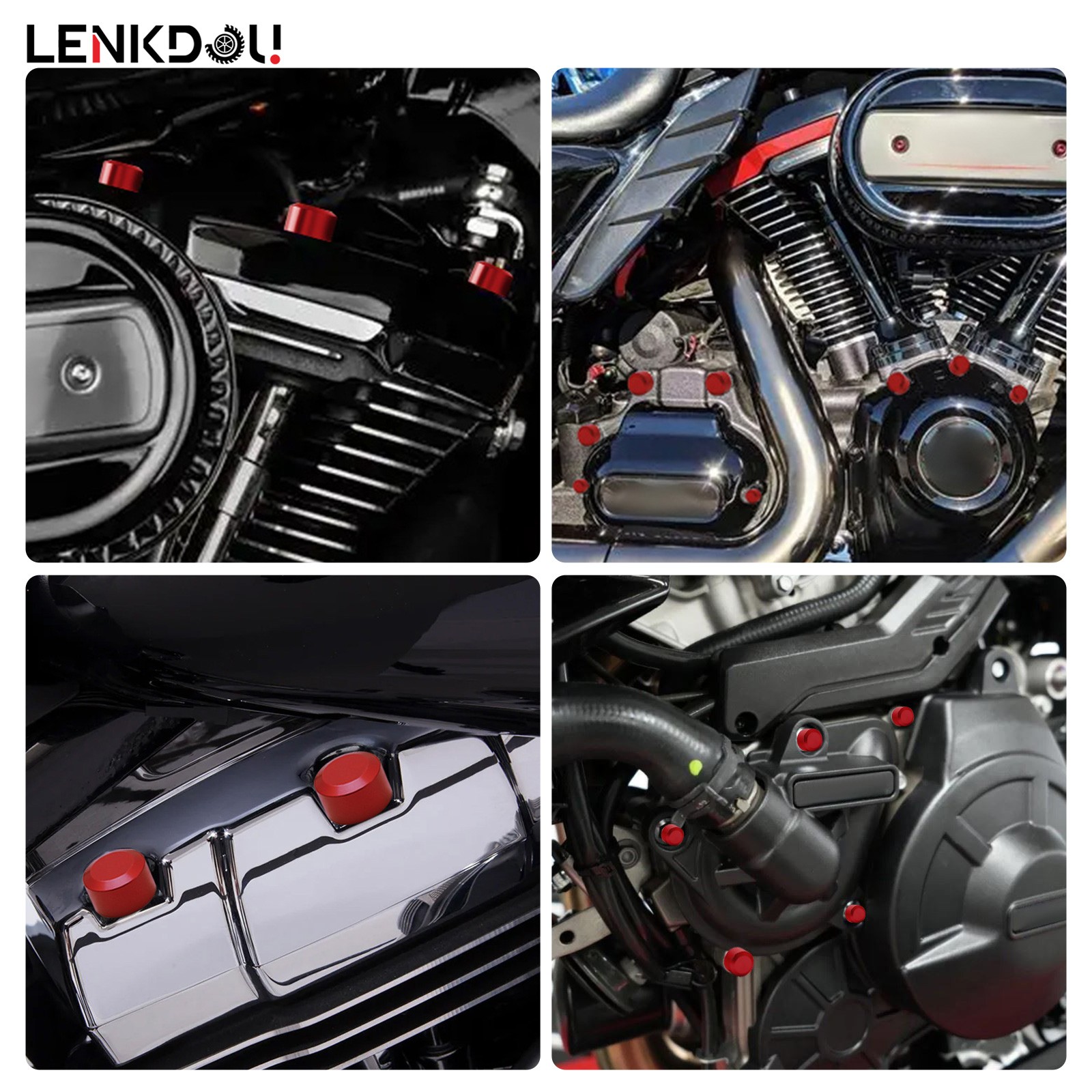 62X Engine Bolt Caps Cover Red For Harley Touring Road King Street Glide 17-2026