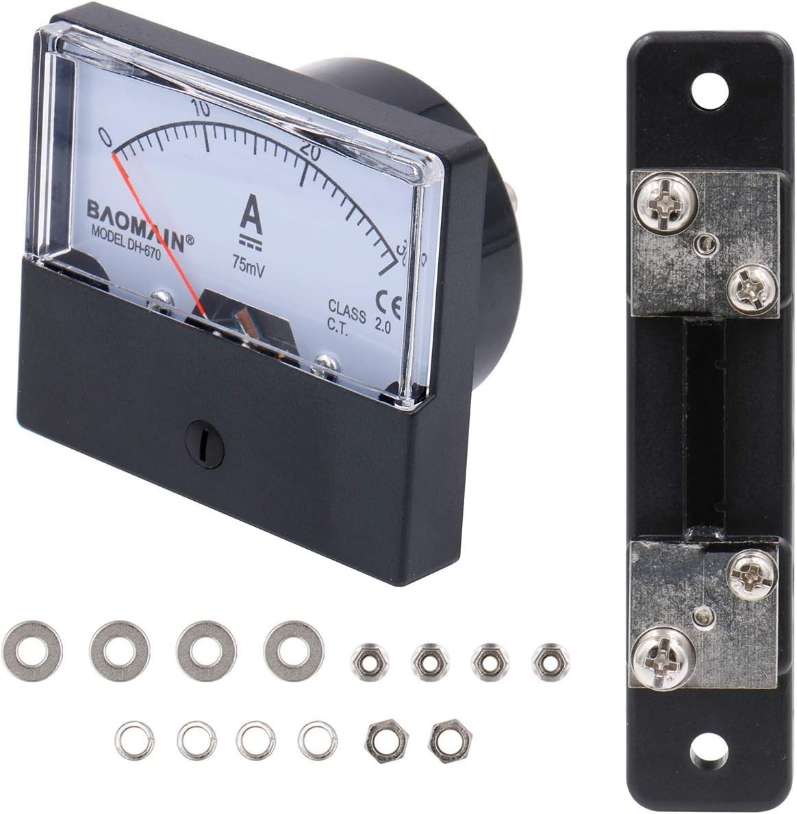 DH-670 30A Analog Panel Ammeter DC 0-30A 75mV External ShuntSize: DC 30A