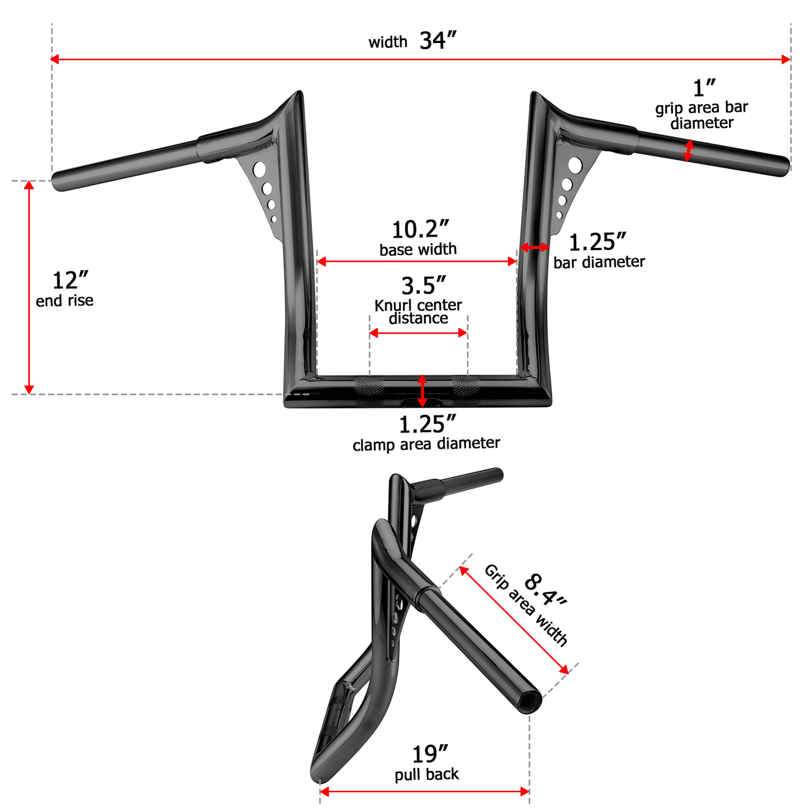 12″ Rise Ape Hanger Handlebar For Kawasaki Vulcan 1700 Vaquero Voyager VN1700
