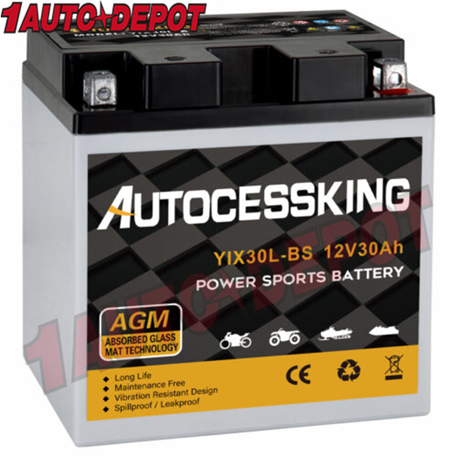 YTX30L-BS Motorcycle Sealed AGM Battery Replacement for Yuasa Factory 12V 30AH