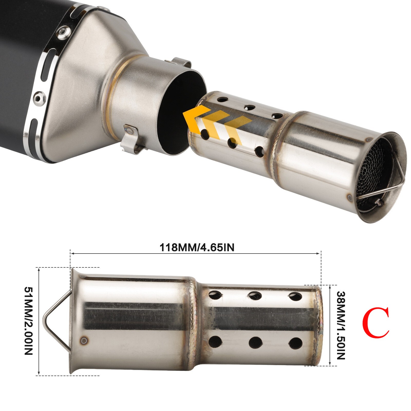 Removable Motorcycle DB Killer 51mm 2″ Universal Muffler Silencer Baffle Slip-On