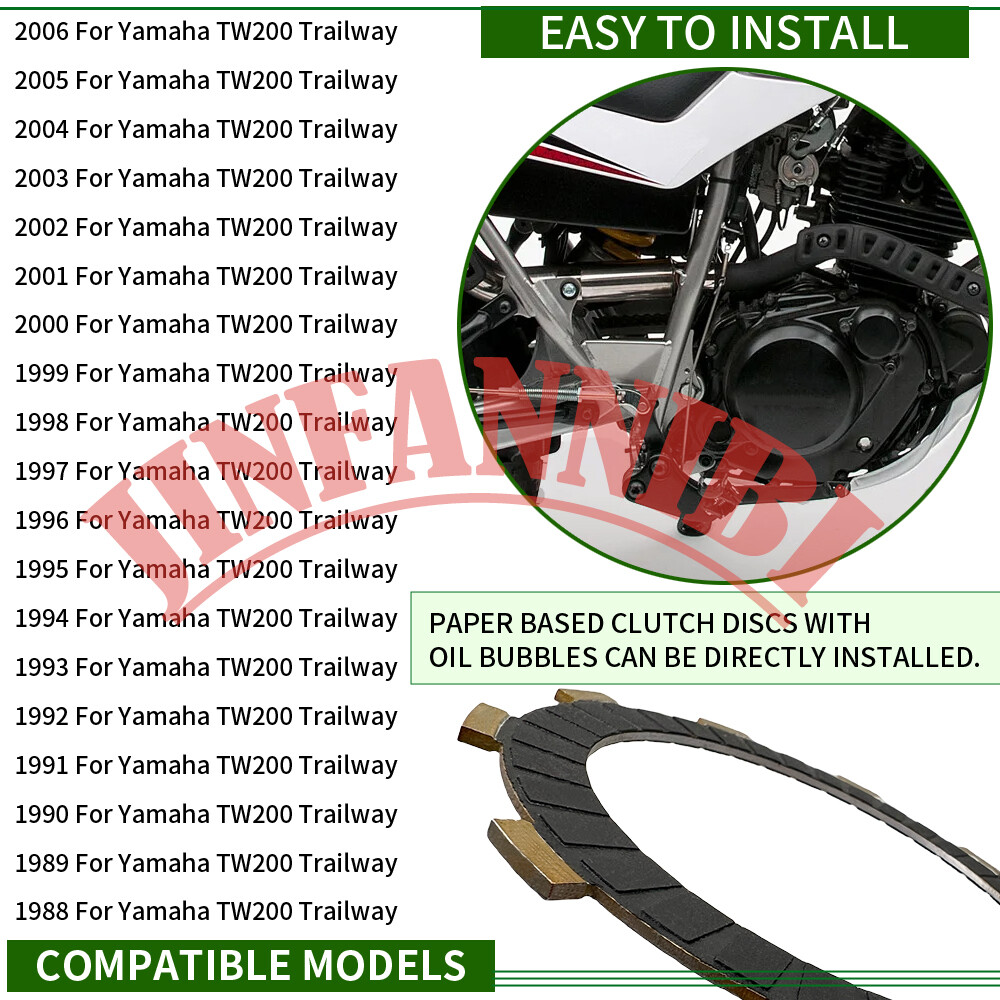 Clutch Friction Plates Springs Gasket for Yamaha Trailway 200 TW200 1987-2021