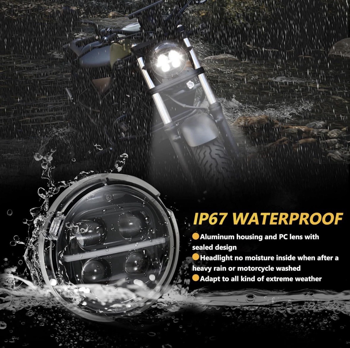 Headlight Assembly For Honda Rebel 300 CMX300 ABS 2020-2023 60W LED Hi/Low Beam