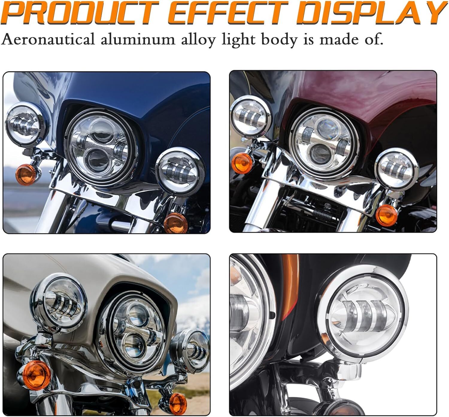 Pair 4.5” Inch Round LED Chrome Fog Lights Driving Lamp For Touring Dyna 12-16