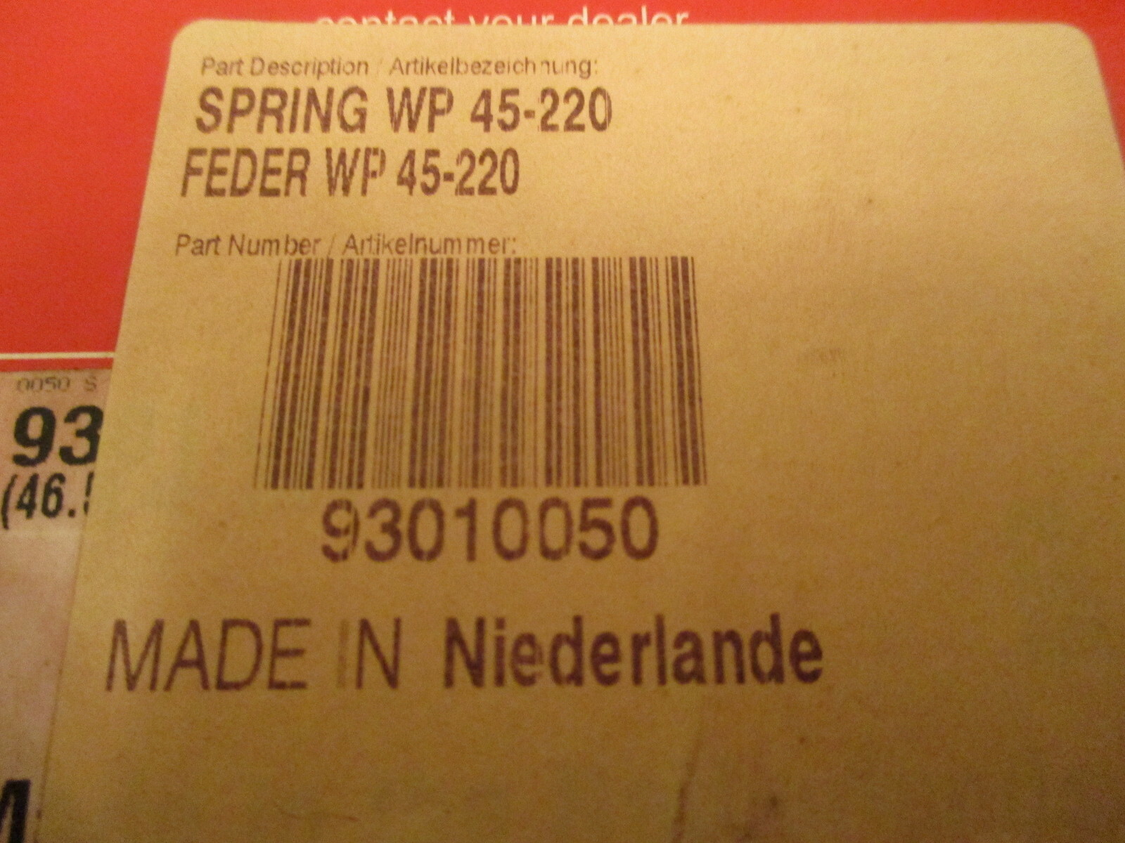 NOS WPS KTM Spring WP 45-220 2000-2006 60SX 65SX 93010050