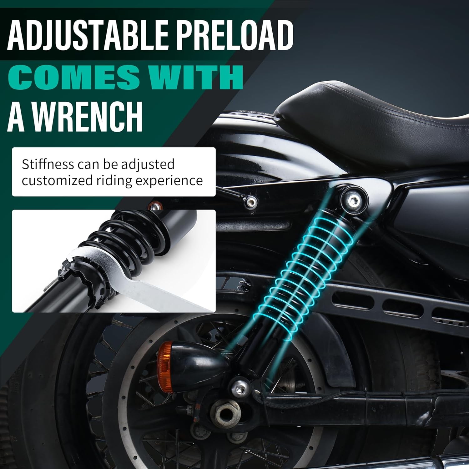 10.5″ Rear Shocks Absorbers Lowering For Harley Road King Tour Street Glide FLT